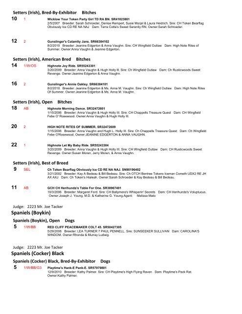 Results NARK sun 2012 - Foy Trent Dog Shows