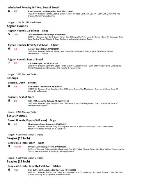 Results NARK sun 2012 - Foy Trent Dog Shows