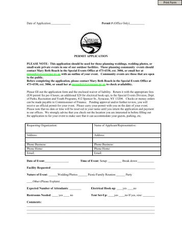 permit application - City of Syracuse