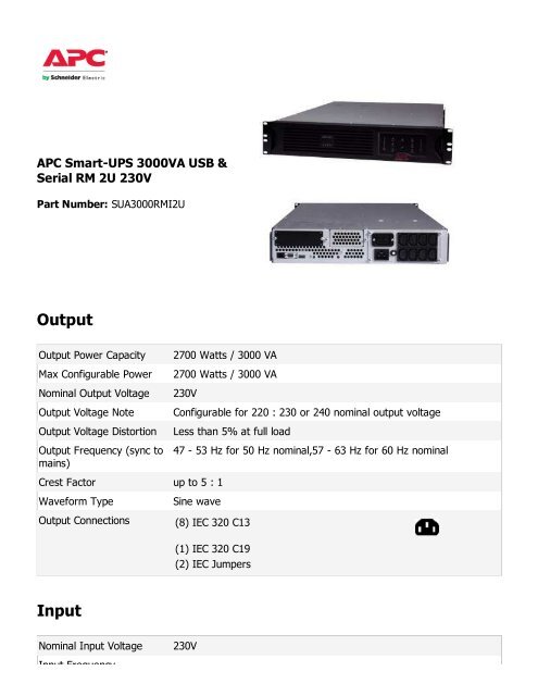 APC Smart-UPS 3000VA USB SUA3000RMI2U