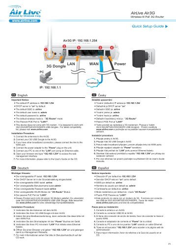 AirLive Air3G LAN Power 3G Dongle WAN