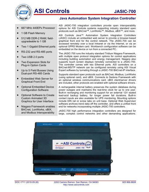 JASIC-700 - ASI Controls