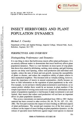 Insect Herbivores and Plant Population Dynamics - Terrestrial ...