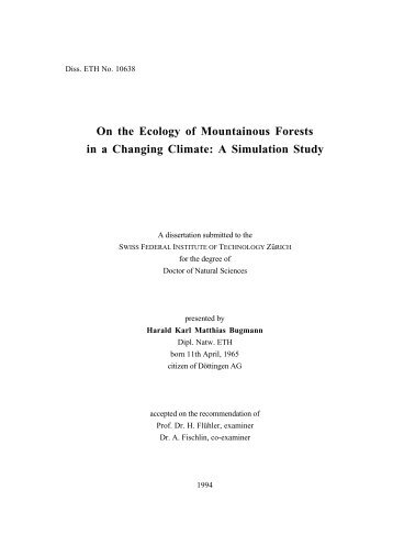 On the Ecology of Mountainous Forests in a Changing Climate: A ...