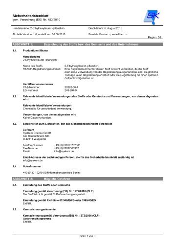 Sicherheitsdatenblatt - SysKem Chemiehandel GmbH