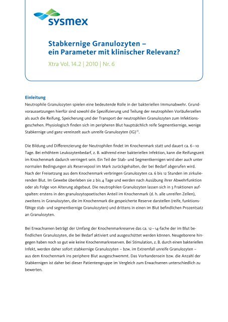 Stabkernige Granulozyten – ein Parameter mit klinischer Relevanz?