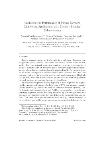 Improving the Performance of Passive Network Monitoring ... - SysSec