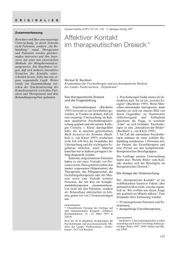 Affektiver Kontakt im therapeutischen Dreieck * - Systemagazin