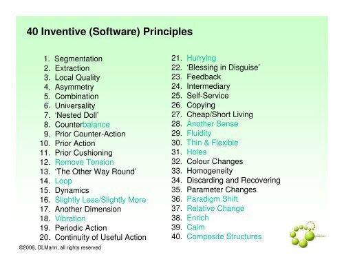 Re-Structuring TRIZ To Meet The Needs Of Software Engineers