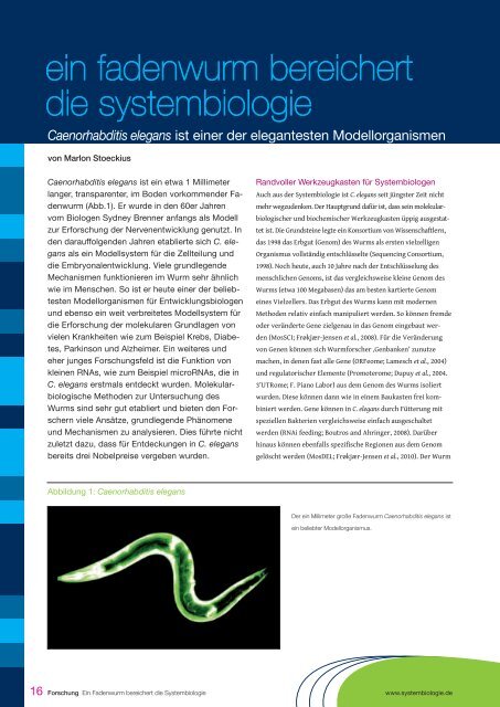 Das Magazin - Ausgabe 03 - Systembiologie