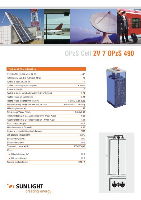 OPzS Cell 2V 7 OPzS 490 - Systems Sunlight S.A.