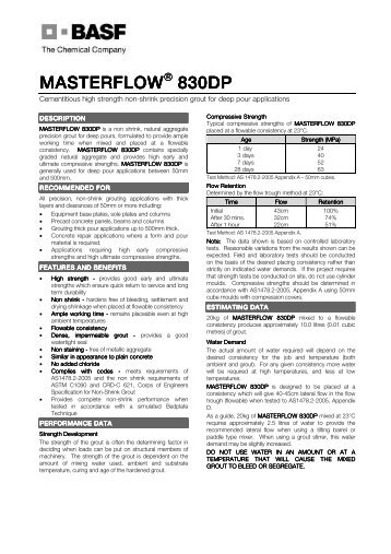 masterflow 830dp tds - BASF Construction Chemicals Pacific