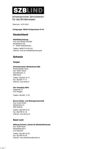 REHA-Fachpersonen O+M - SZB Schweizerischer Zentralverein fÃ¼r ...