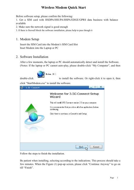 E1550u 3G USB HSUPA Modem User Manual - E-Lins