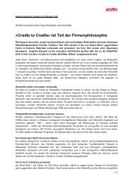 Â«Cradle to CradleÂ» ist Teil der Firmenphilosophie