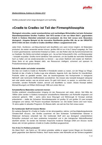Â«Cradle to CradleÂ» ist Teil der Firmenphilosophie