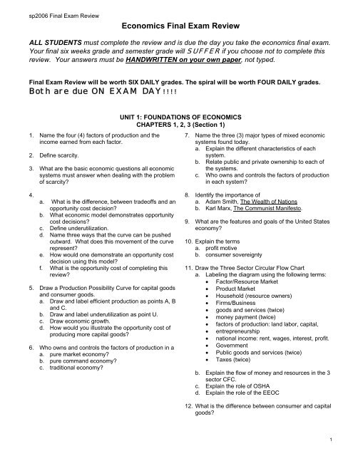 Final Exam Chart