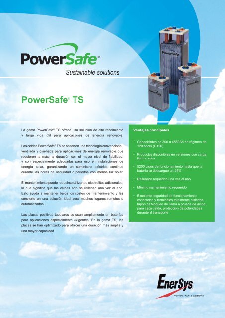 Sustainable solutions Powersafe® TS - Enersys - EMEA