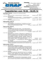 Tagesfahrten vom 18.04. - 04.05.14 - Graf Busreisen Frankenthal