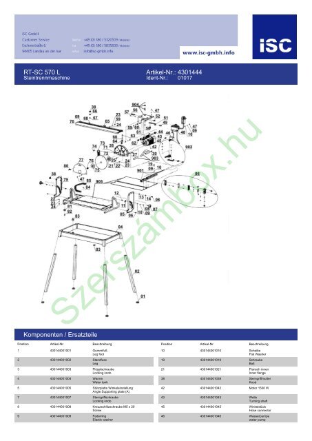 RT-SC 570 L Artikel-Nr.: 4301444 Komponenten / Ersatzteile