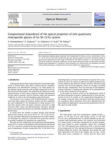 Compositional dependence of the optical properties of new ...