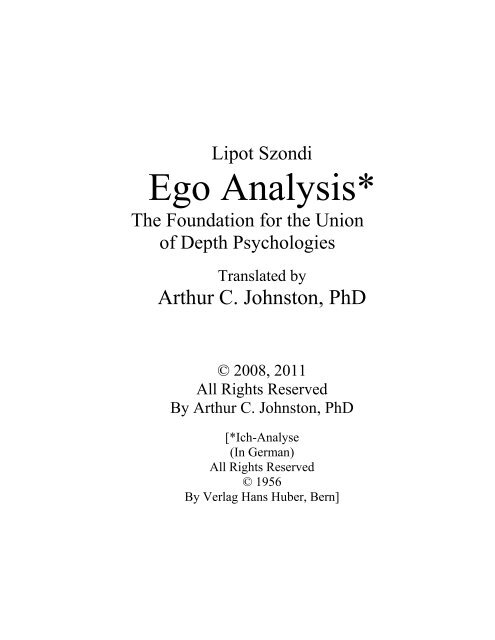 I Ego Analysis Pdf The Leopold Szondi Forum