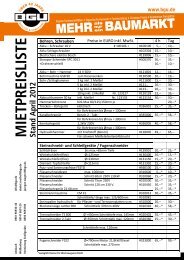 M IETPREISLISTE Stand A pril 2012 - BGU Baumarkt