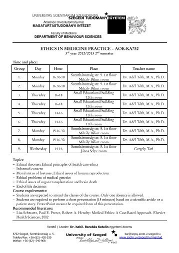 ETHICS IN MEDICINE PRACTICE â AOK-KA752