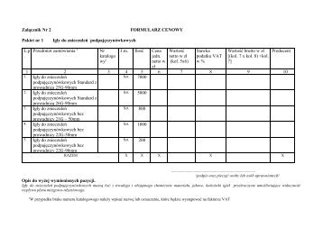 Załącznik Nr 2 FORMULARZ CENOWY Pakiet nr 1 Igły do ...