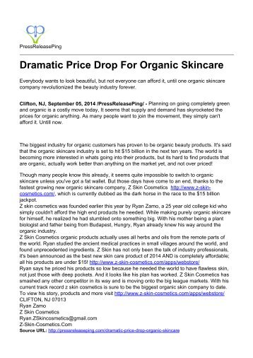 Dramatic Price Drop For Organic Skincare