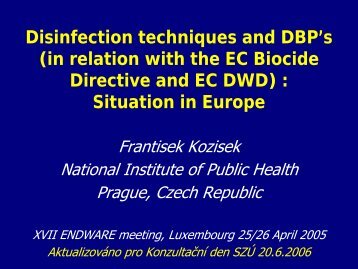 Disinfection techniques and DBP's - Státní zdravotní ústav