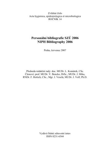 PersonÃ¡lnÃ­ bibliografie SZÃ 2006 NIPH Bibliography 2006