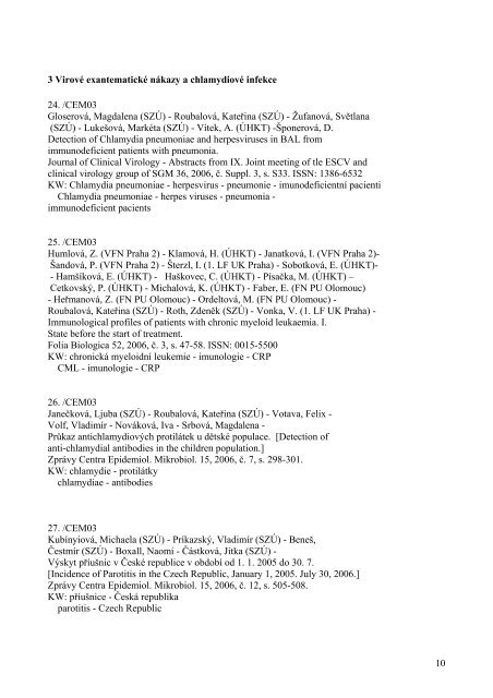 PersonÃ¡lnÃ­ bibliografie SZÃ 2006 NIPH Bibliography 2006