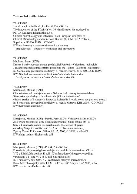 PersonÃ¡lnÃ­ bibliografie SZÃ 2006 NIPH Bibliography 2006