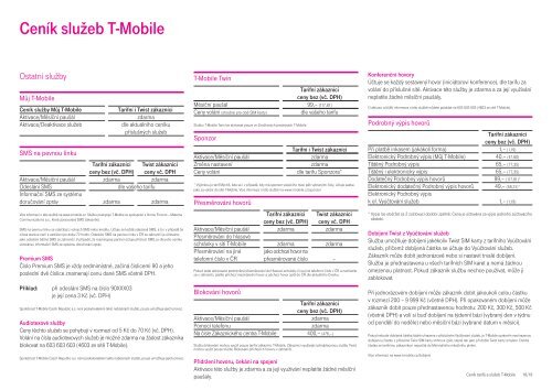 CenÃ­k tarifÅ¯ a sluÅ¾eb pro tarifnÃ­ a Twist zÃ¡kaznÃ­ky T-Mobile platnÃ½ k ...