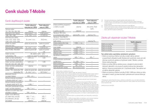 CenÃ­k tarifÅ¯ a sluÅ¾eb pro tarifnÃ­ a Twist zÃ¡kaznÃ­ky T-Mobile platnÃ½ k ...