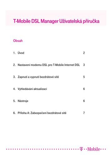 T-Mobile DSL Manager UÅ¾ivatelskÃ¡ pÅÃ­ruÄka