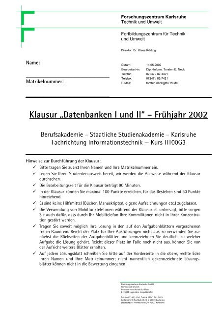 Klausur vom 14.05.2002 - Torsten E. Neck
