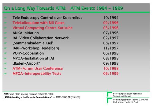 ATM-Networking @ Karlsruhe Research Centre - Torsten E. Neck