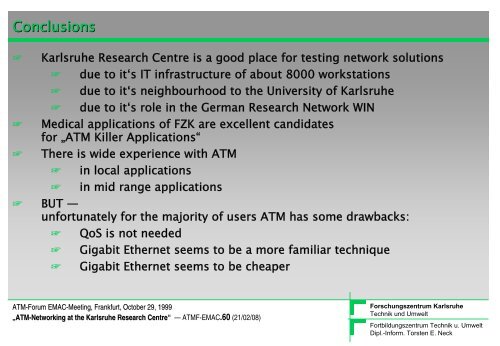 ATM-Networking @ Karlsruhe Research Centre - Torsten E. Neck