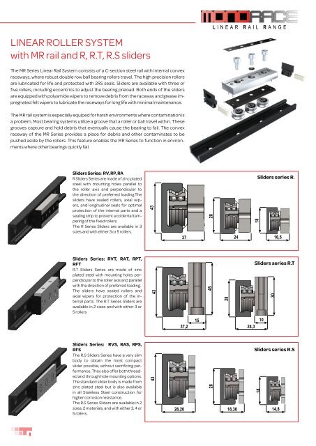 Linear roller-slides selfalignment with high ... - T RACE SpA