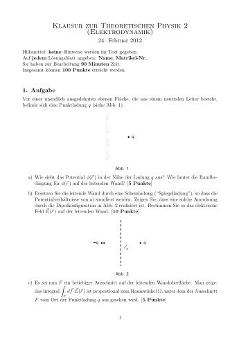 Klausur zur Theoretischen Physik 2 (Elektrodynamik) - T39