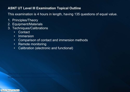 Preparatory Notes for ASNT NDT Level III Examination - Ultrasonic Testing, UT