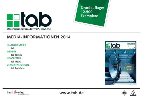 Mediadaten als PDF-Link - tab - Das Fachmedium der TGA-Branche