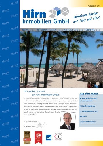 NEWS INFORMATIONEN AKTUELLES TERMINE der Hirn Immobilien GmbH 03-2014
