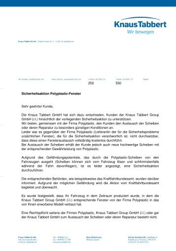Offizielles Kundenanschreiben der Knaus Tabbert GmbH (PDF)