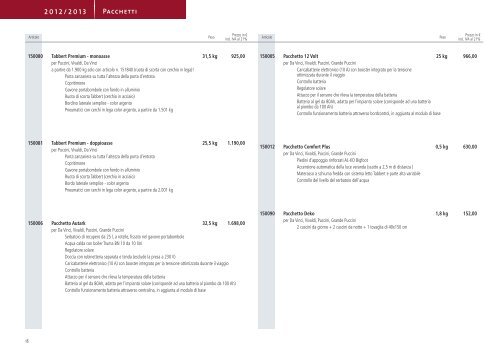 Informazioni tecniche e listino prezzi 2012/2013 - Tabbert