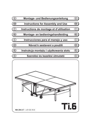 Montage- und Bedienungsanleitung Instructions for Assembly and ...