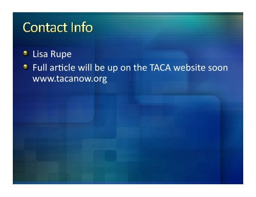 Autism and the Military Family – presented by Lisa Rupe at ... - TACA