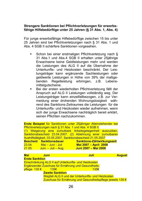 Sanktionen für Leistungsbezieher des ALG II, § 31 ... - Tacheles e.V.